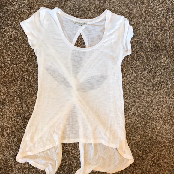 SOLD Express White Cutout Back Tee Sz Small - Picture 3 of 4